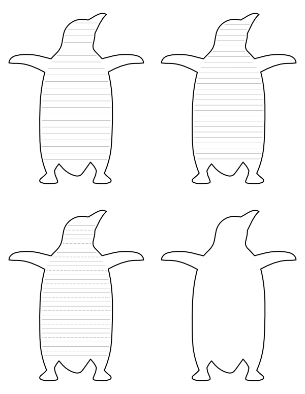 Penguin Front View-Shaped Writing Templates