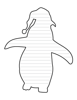 Penguin Wearing Santa Hat-Shaped Writing Templates