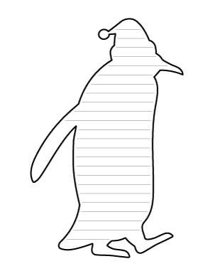 Penguin With Santa Hat-Shaped Writing Templates