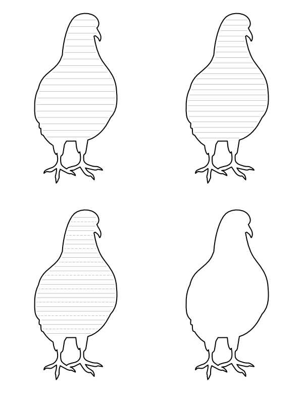 Pigeon Front View Shaped Writing Templates