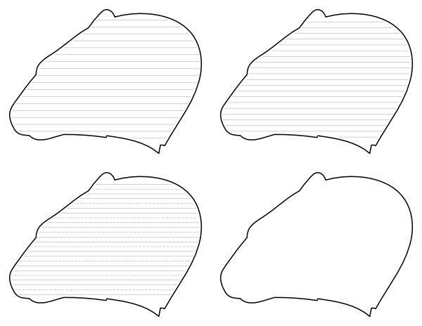 Polar Bear Head-Shaped Writing Templates