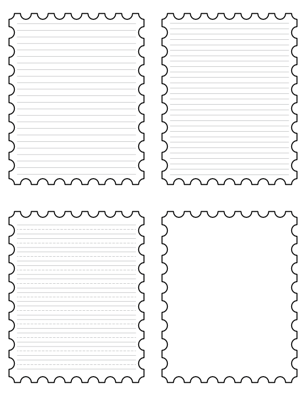 Postage Stamp-Shaped Writing Templates