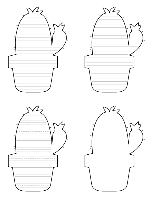 Potted Cactus-Shaped Writing Templates