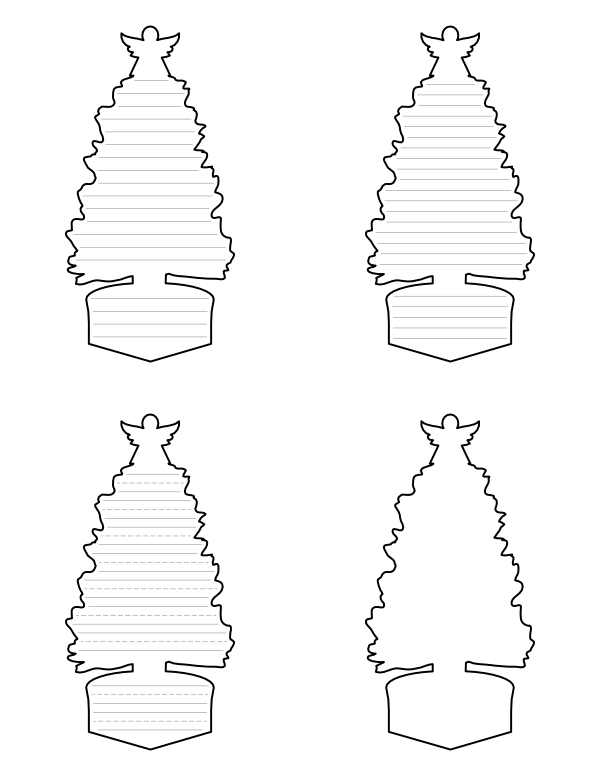 Potted Christmas Tree-Shaped Writing Templates