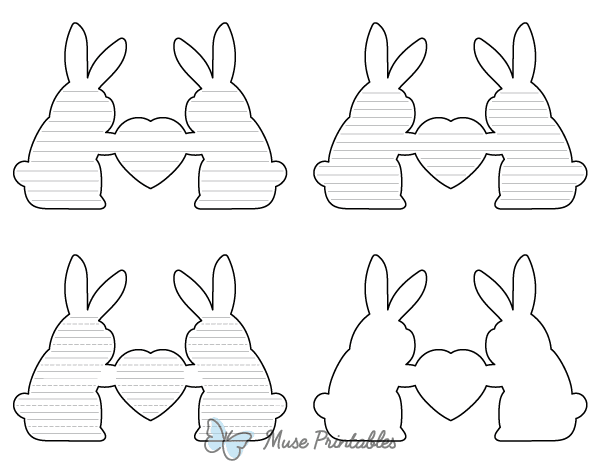 Rabbit and Heart-Shaped Writing Templates