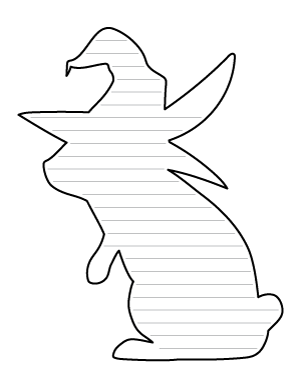 Rabbit Wearing Witch Hat-Shaped Writing Templates