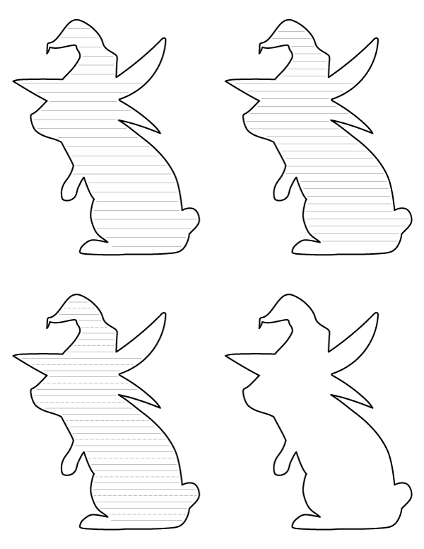 Rabbit Wearing Witch Hat-Shaped Writing Templates