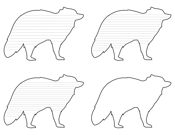 Raccoon Side View-Shaped Writing Templates