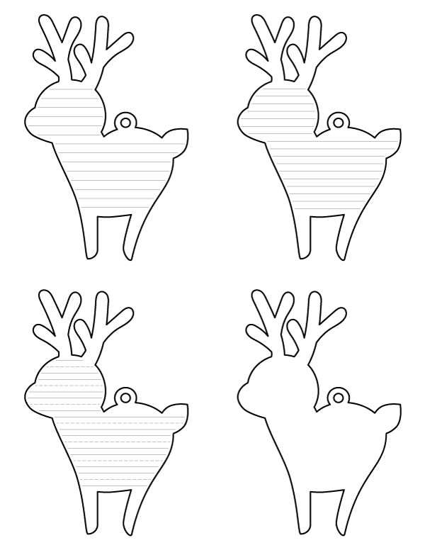 Reindeer Ornament-Shaped Writing Templates