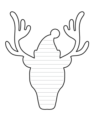 Reindeer With Santa Hat-Shaped Writing Templates