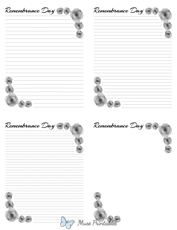 Remembrance Day Writing Templates