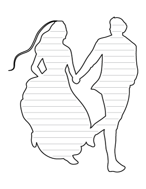 Running Bride and Groom Shaped Writing Template