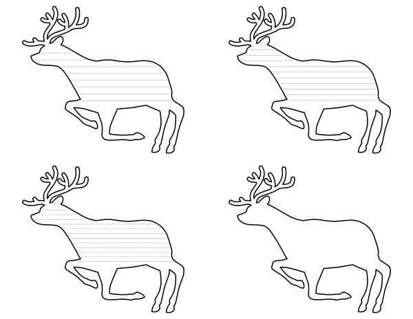 Running Reindeer-Shaped Writing Templates