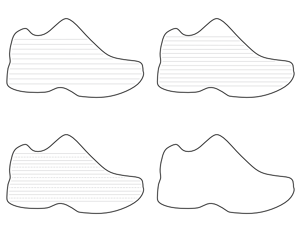 Free Printable Running Shoe-Shaped Writing Templates