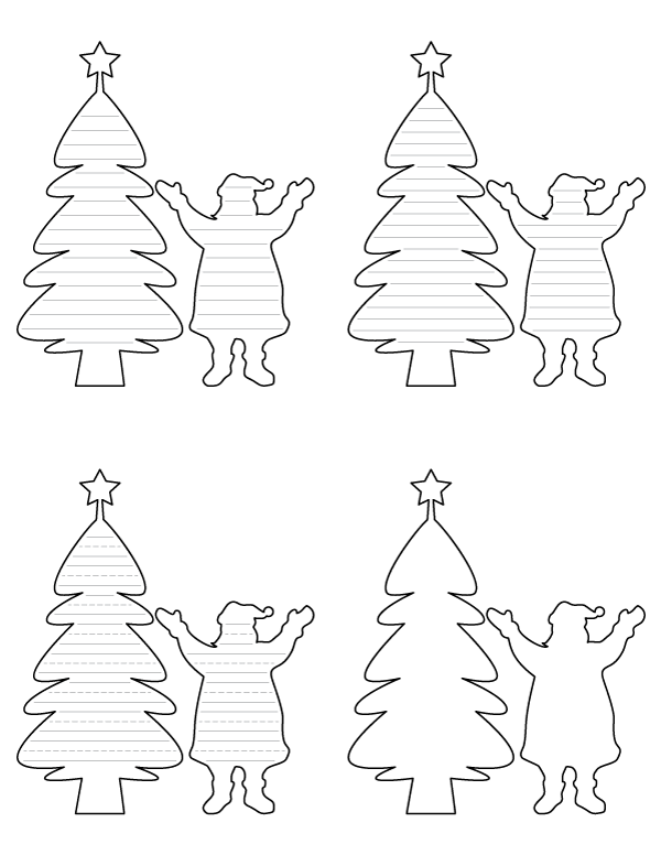 Santa Claus and Christmas Tree-Shaped Writing Templates
