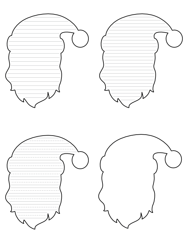 Santa Claus Face-Shaped Writing Templates