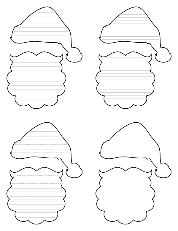 Santa Claus Hat and Beard-Shaped Writing Templates