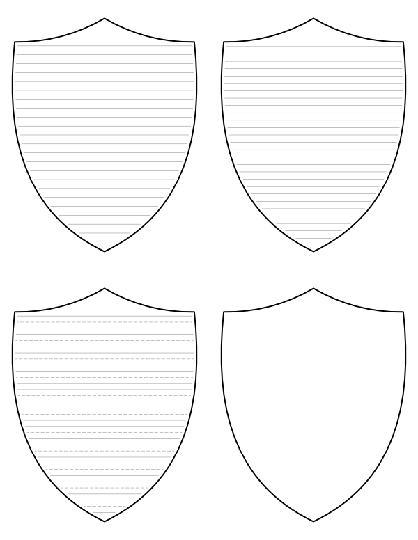 Free Printable Shield-Shaped Writing Templates