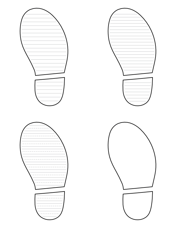 Free Printable Shoeprint-Shaped Writing Templates