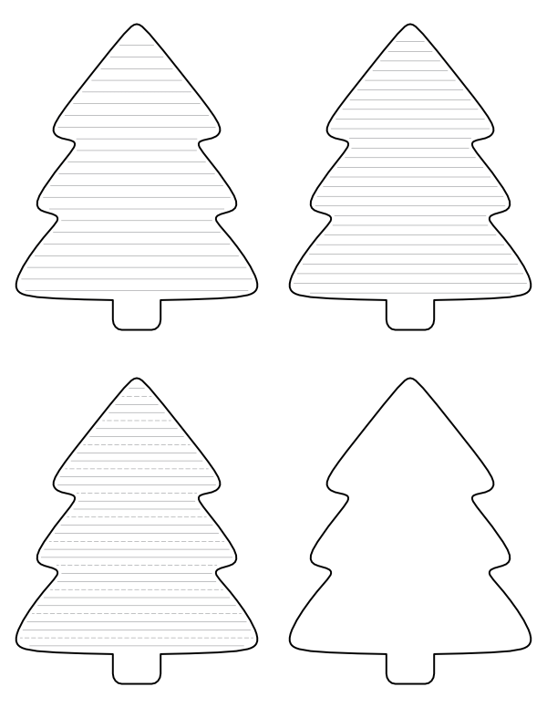 Simple Christmas Tree-Shaped Writing Templates