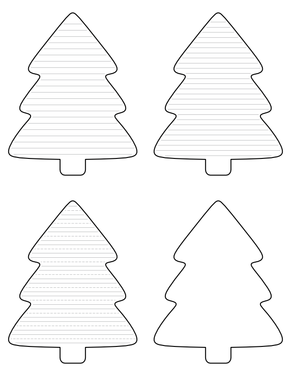 Free Printable Simple Christmas Tree Shaped Writing Templates