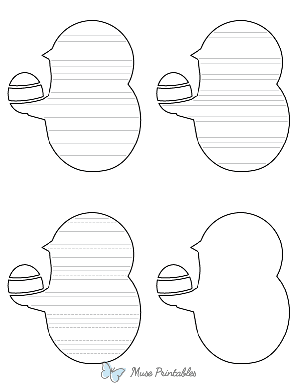 Simple Easter Chick-Shaped Writing Templates