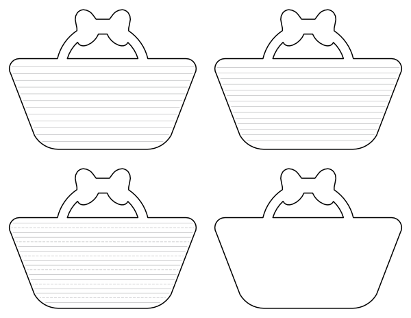 Simple Empty Easter Basket-Shaped Writing Templates