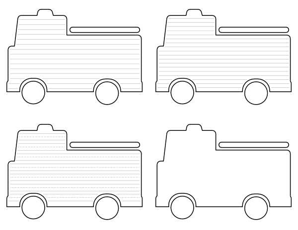 Free Printable Simple Fire Truck-Shaped Writing Templates