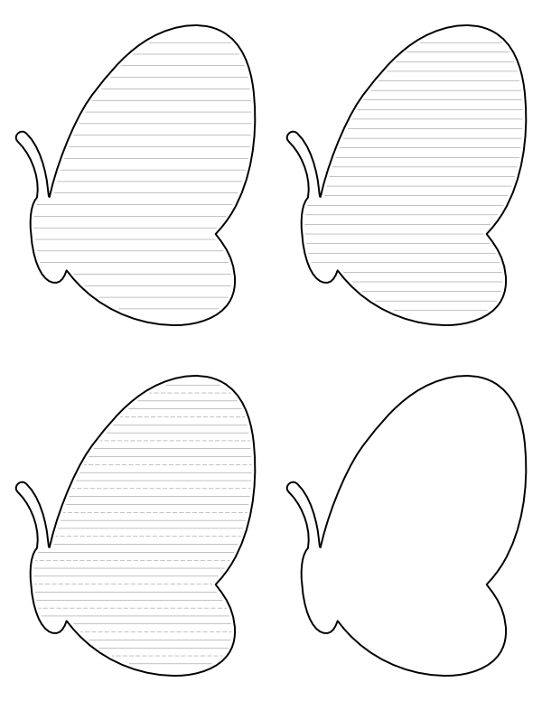 Simple Half Butterfly-Shaped Writing Templates