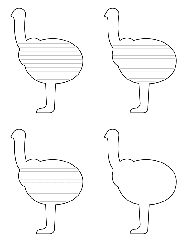 Simple Ostrich-Shaped Writing Templates