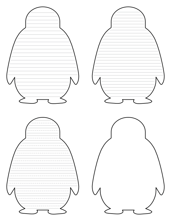Free Printable Simple Penguin-Shaped Writing Templates