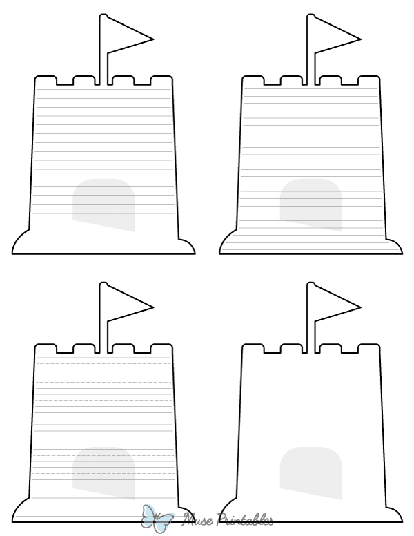 Simple Sand Castle-Shaped Writing Templates