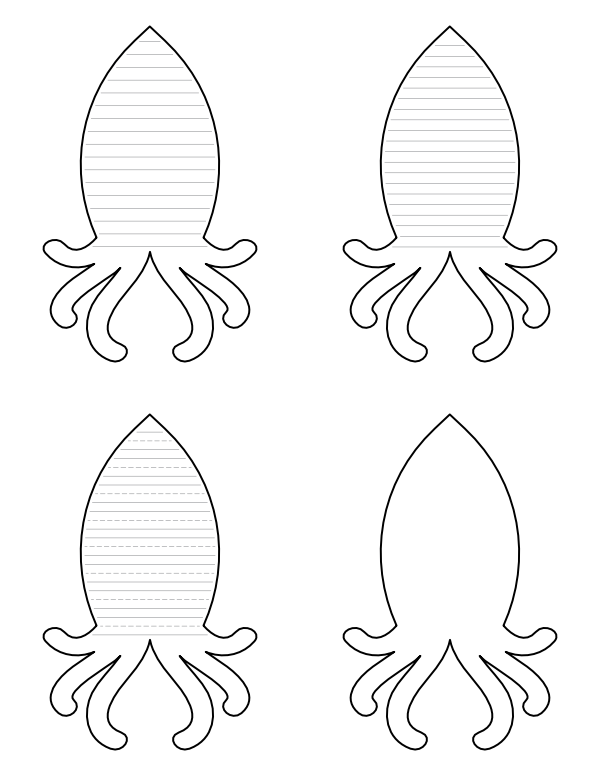 Simple Squid Shaped Writing Templates