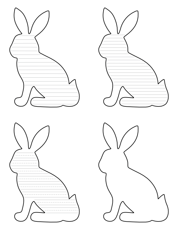 Sitting Bunny-Shaped Writing Templates