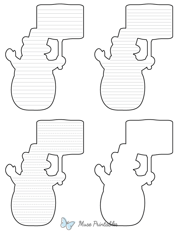 Snowman Holding Sign-Shaped Writing Templates