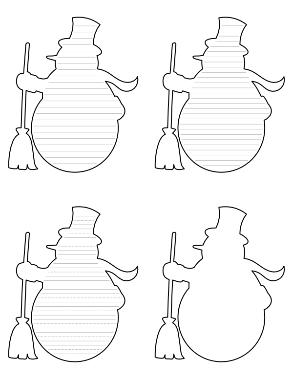 Snowman with Broom-Shaped Writing Templates