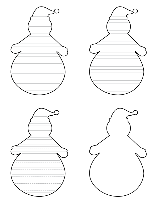 Snowman With Santa Hat-Shaped Writing Templates