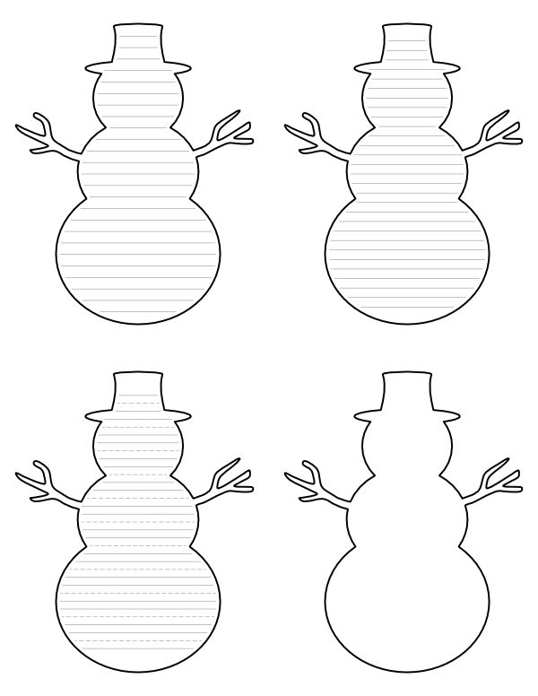 Snowman with Top Hat-Shaped Writing Templates