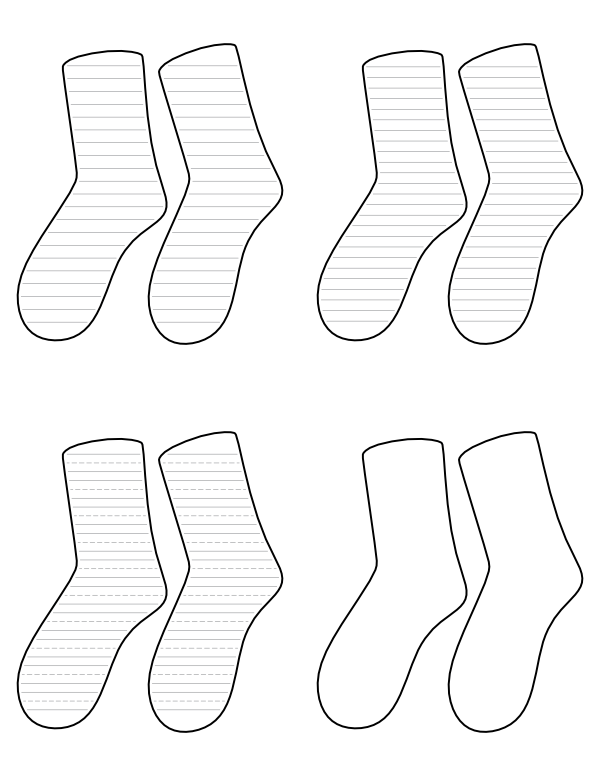 Free Printable Socks-Shaped Writing Templates