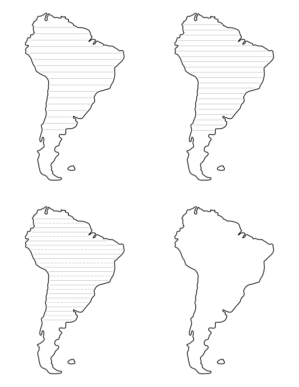 South America-Shaped Writing Templates
