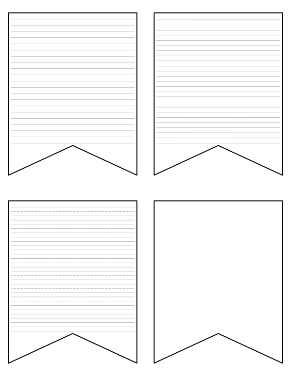 Square Bunting-Shaped Writing Templates