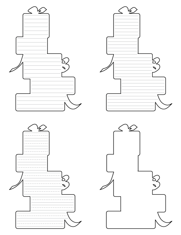 Stacked Christmas Presents-Shaped Writing Templates