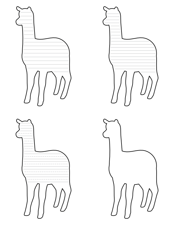 Standing Alpaca Shaped Writing Templates
