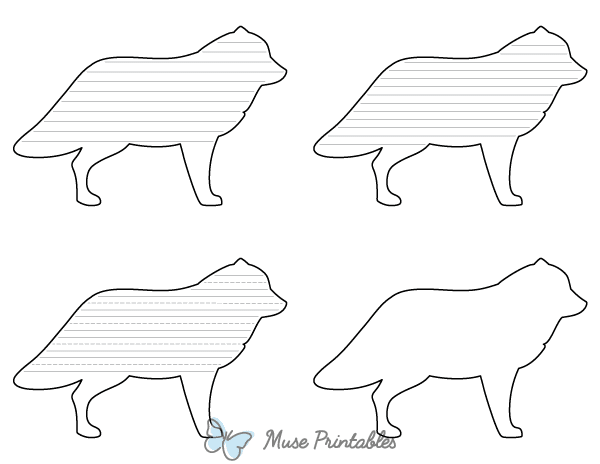 Standing Arctic Fox-Shaped Writing Templates