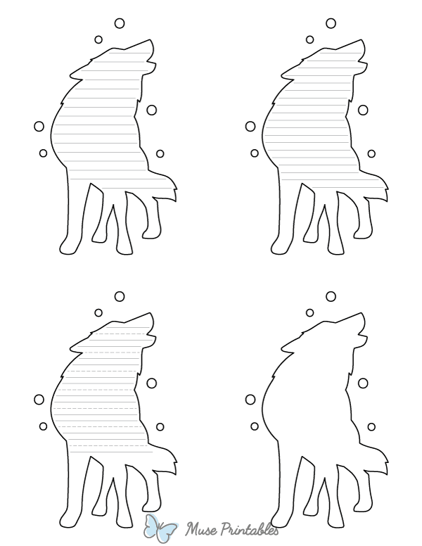 Standing Arctic Wolf-Shaped Writing Templates