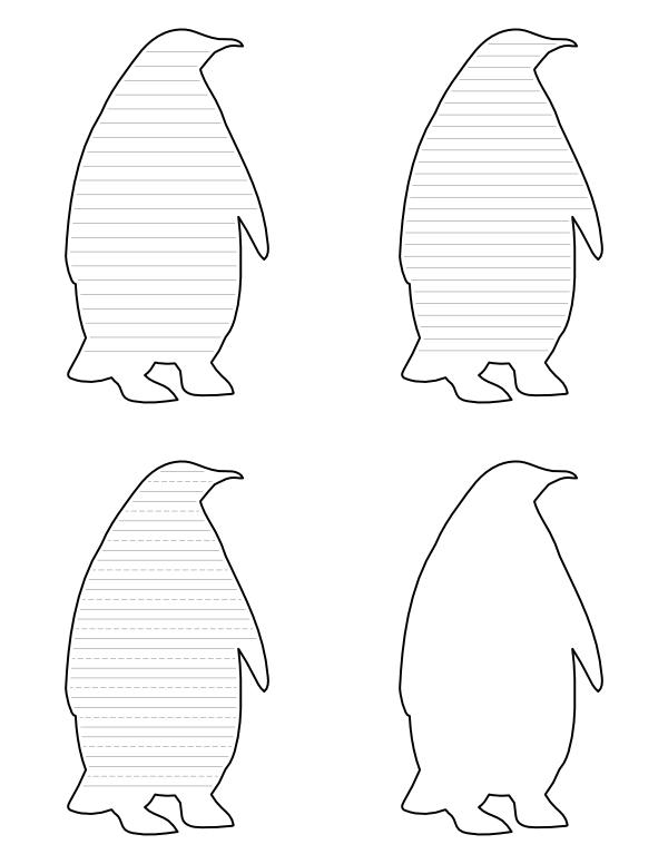 Standing Penguin-Shaped Writing Templates