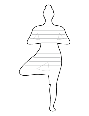 Standing Yoga Pose-Shaped Writing Template