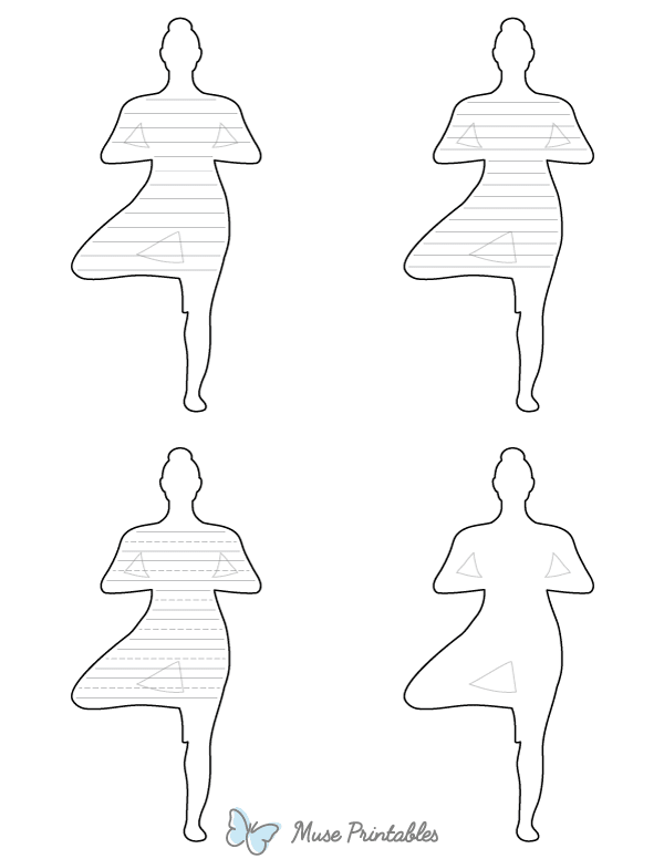 Standing Yoga Pose-Shaped Writing Templates