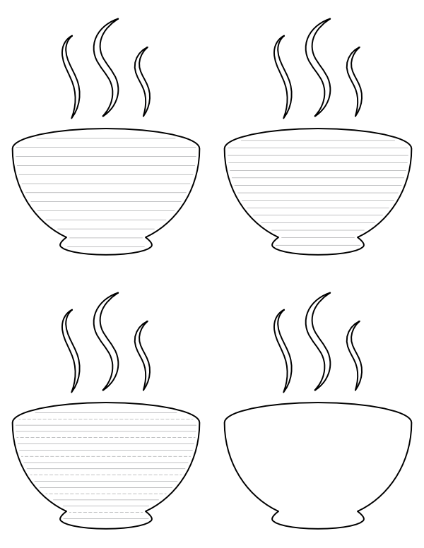 Steaming Soup Bowl-Shaped Writing Templates