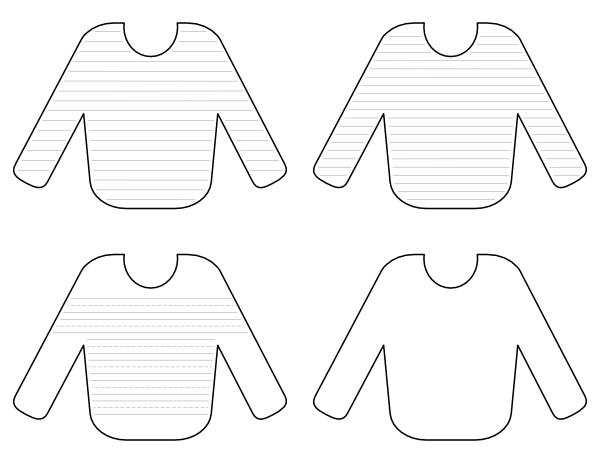 Free Printable Sweater Shaped Writing Templates